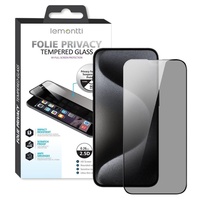 Lemontti Folie Sticla Privacy Full Fit iPhone 17 / iPhone 17 Pro / 16 Pro Negru