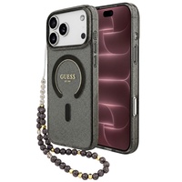 Guess Husa Glitter Pearl Strap MagSafe iPhone 18 Pro Max / 17 Pro Max Negru